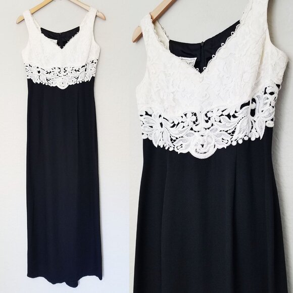 Vintage 1980's Scott McClintock Lace Applique Victorian Cocktail Maxi Dress Prom - Picture 12 of 14